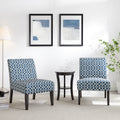 3pc Blue Fabric Upholstered Side Table and 2 Chairs A52363