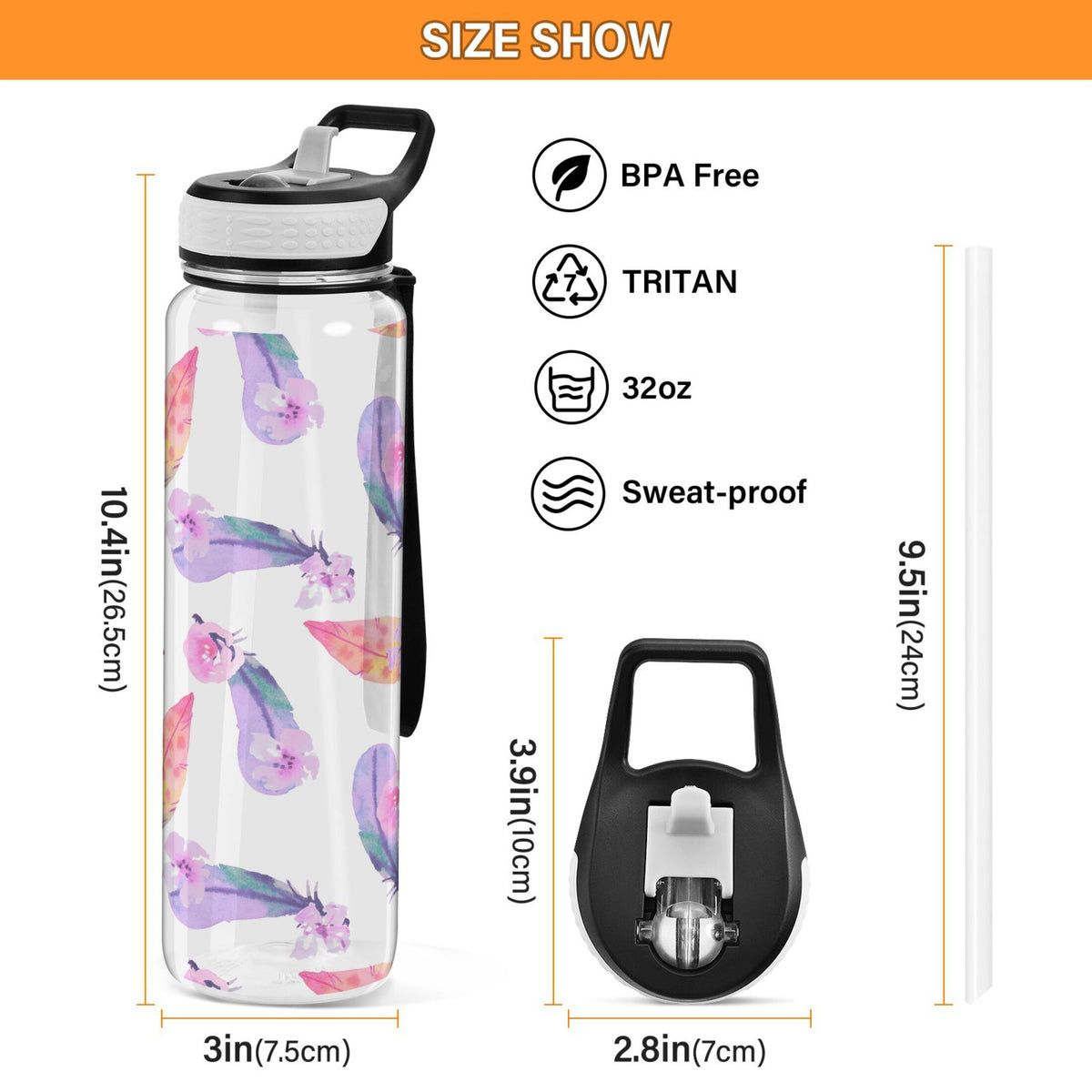 32oz Tritan Leakproof Water Bottle with Straw B711540