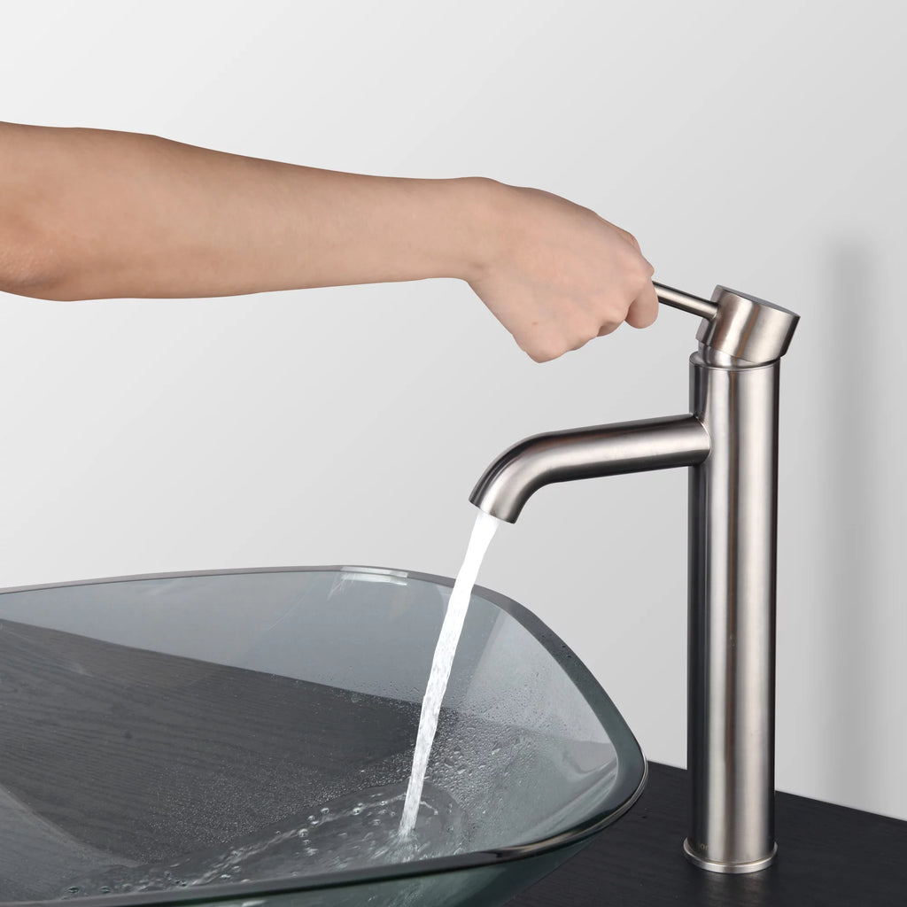 Single Handle Vessel Sink Faucet 14 inch Tall Brushed Nickel W9540