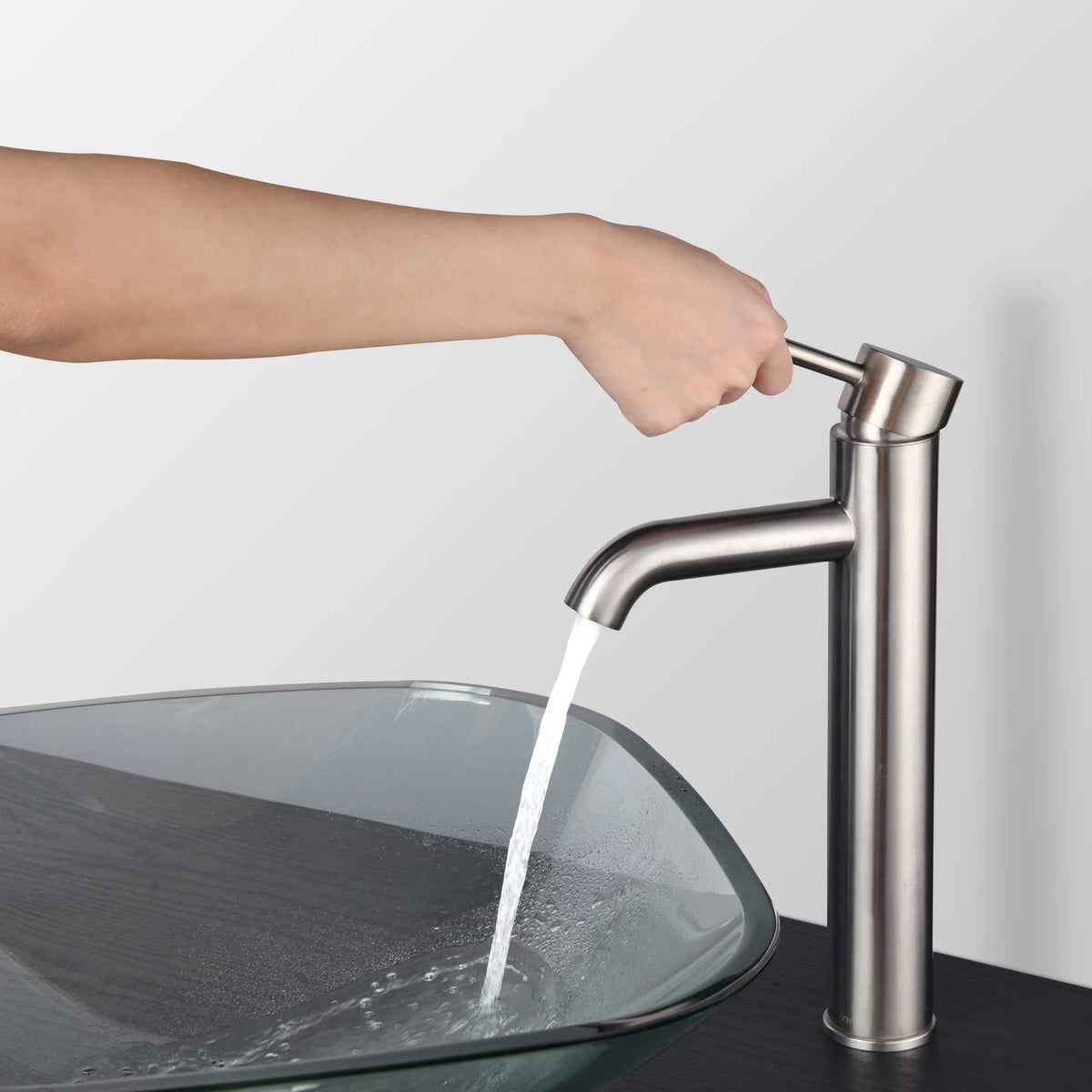 Single Handle Vessel Sink Faucet 14 inch Tall Brushed Nickel W9540