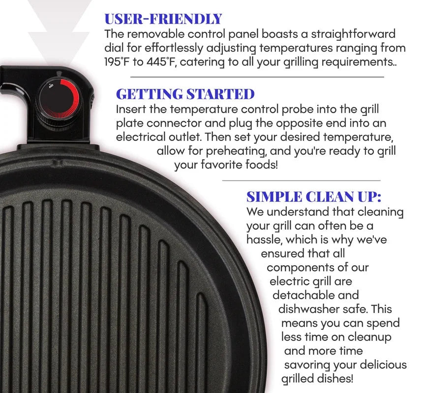 12" Indoor Electric BBQ Grill with Glass Lid X5330