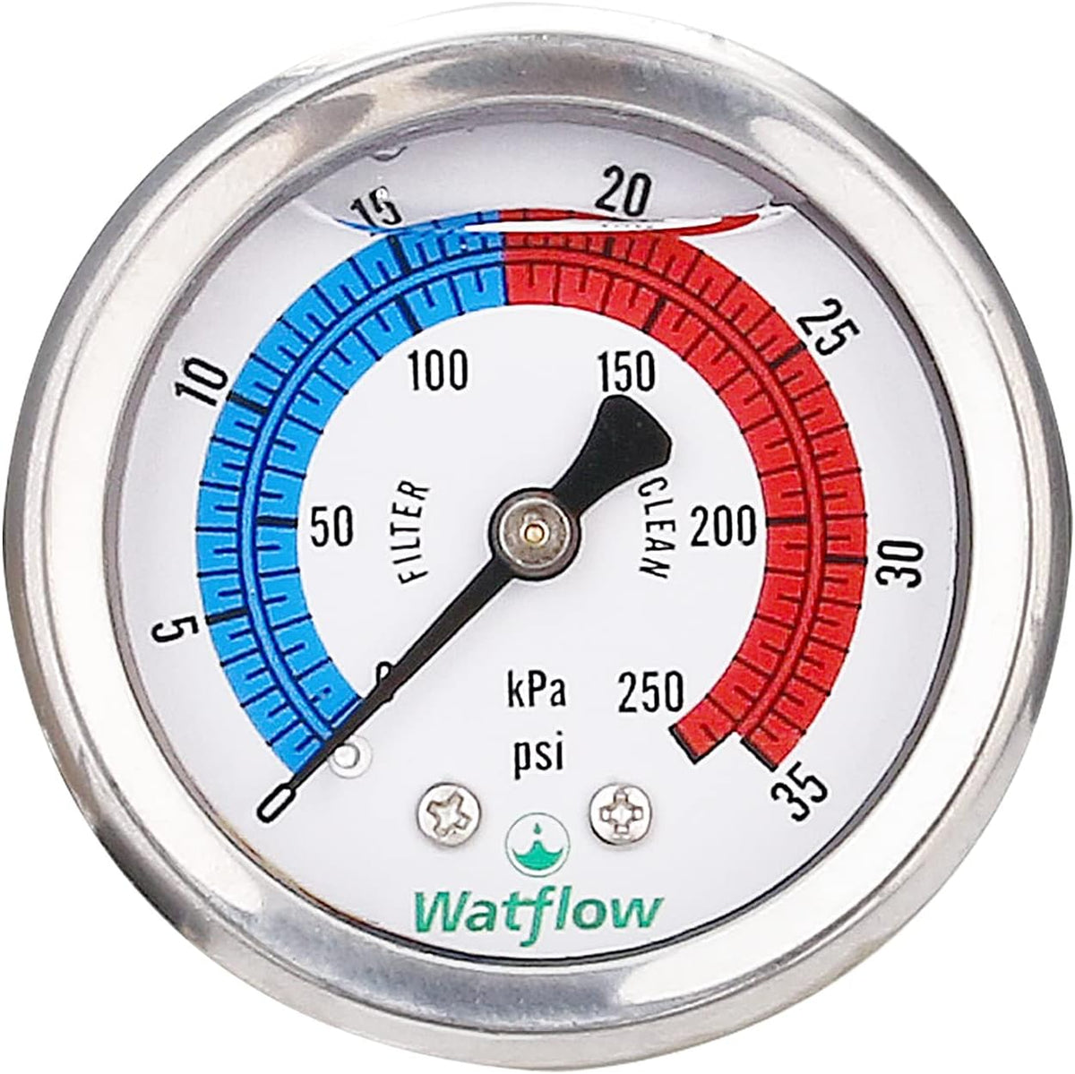 2 Dial Glycerine Filled Pool Filter Pressure Gauge C1675