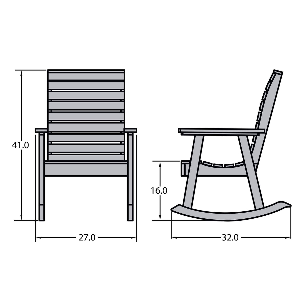 White Synthetic Wood Rocking Chair Q143