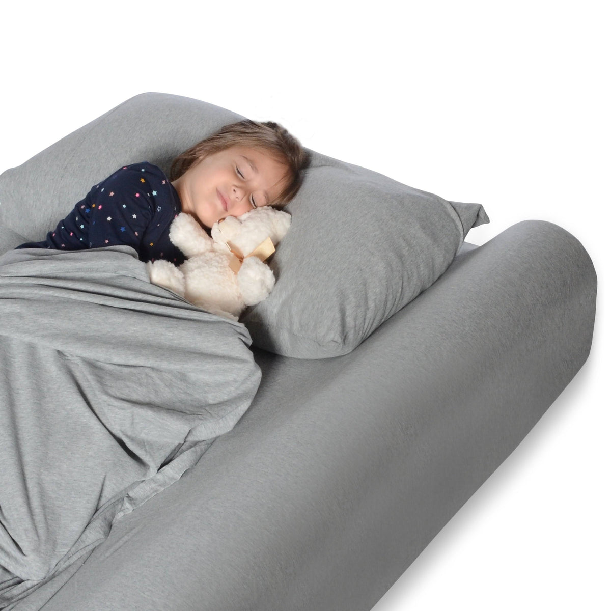 2 Pack Toddler Foam Bed Rail with Bamboo Cover and Non-Slip D7210