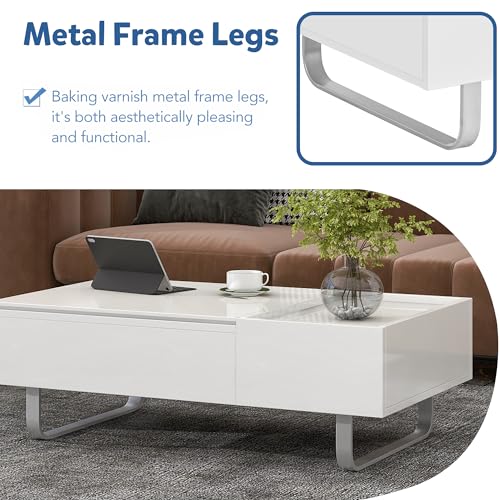 Black Lift Top Coffee Table with Storage and Hidden Compartment J298447