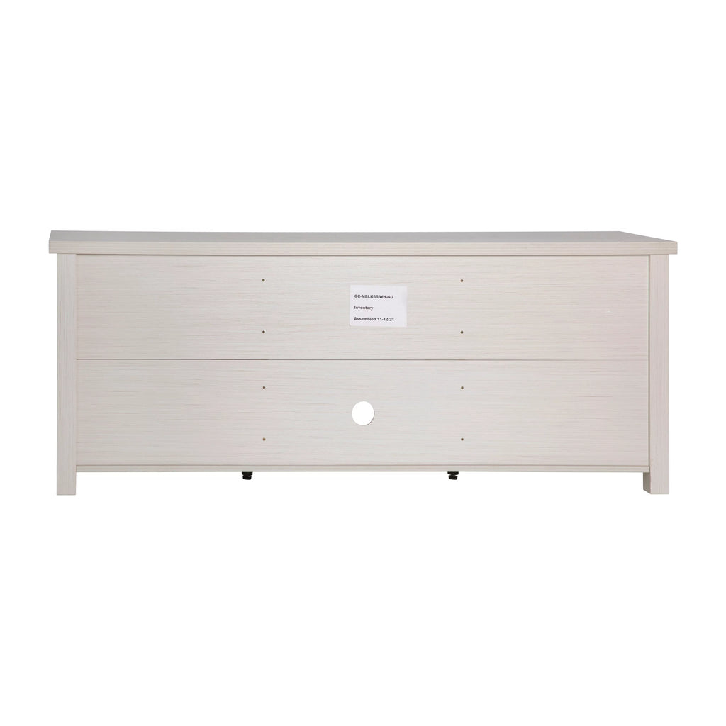 White Wash TV Stand with Glass Doors and Adjustable Shelves B33811