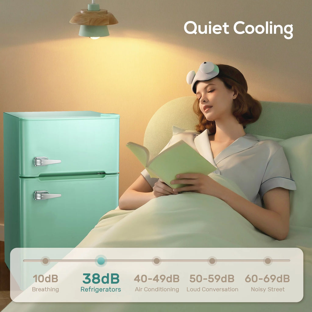 Mini Refrigerator 3.2Cu.Ft Compact Fridge 2-Double Doors with a Freezer M815