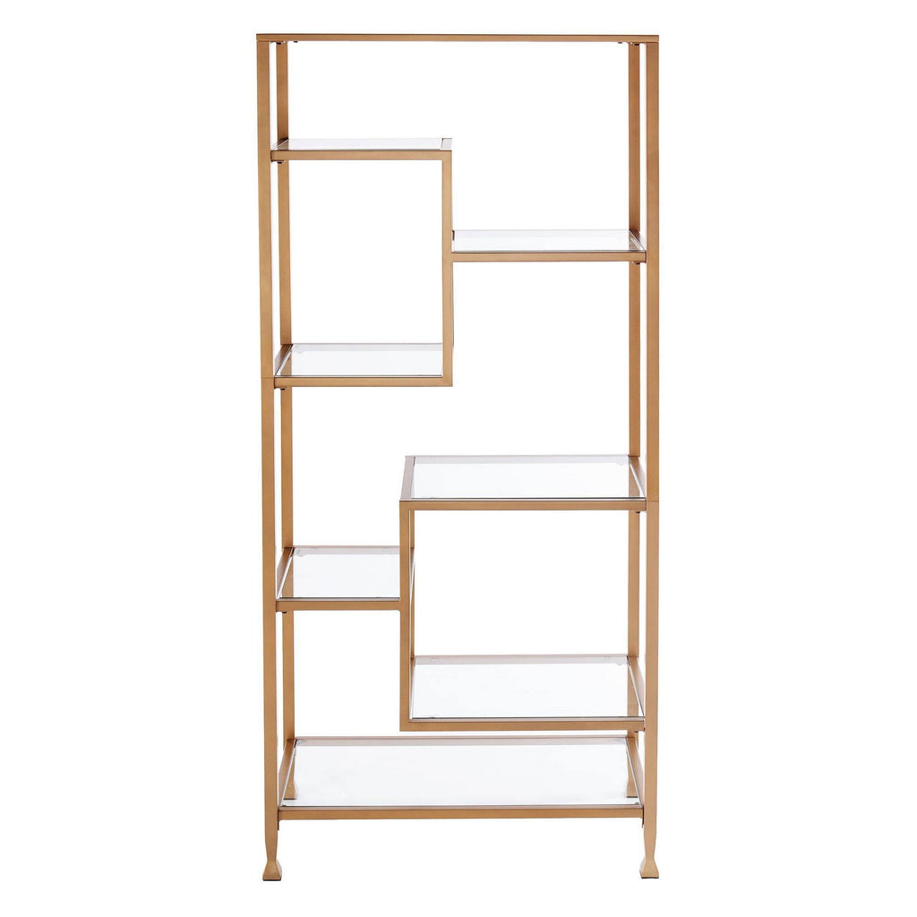 Gold Metal Glass Etagere Bookcase O540163