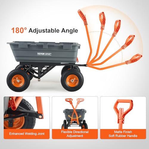 1200lbs 7Cu.Ft. Heavy Duty Poly Dump Cart with 13in All Terrain Wheels D5269