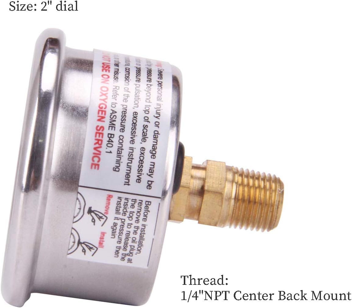 2 Dial Glycerine Filled Pool Filter Pressure Gauge C1675