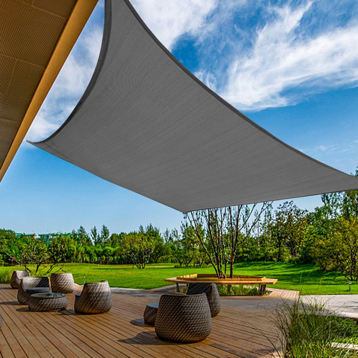 12'x16' Sand Rectangle Shade Sail UV Block Canopy A933