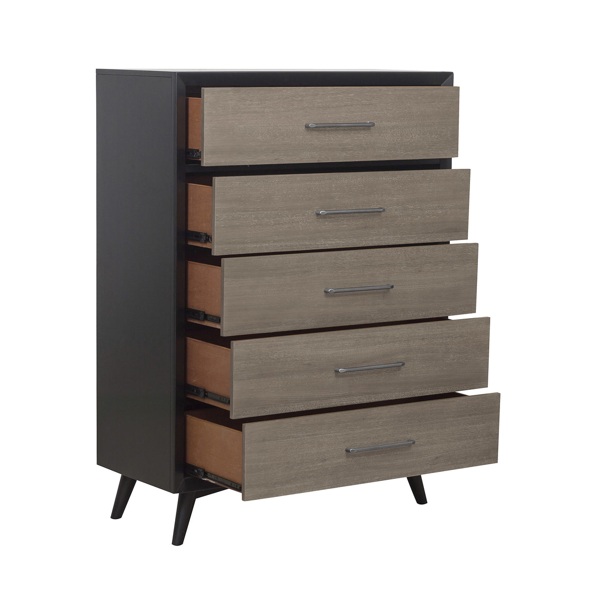 1pc Two-Tone Chest of Drawers Walnut Veneer Tapered Legs B899