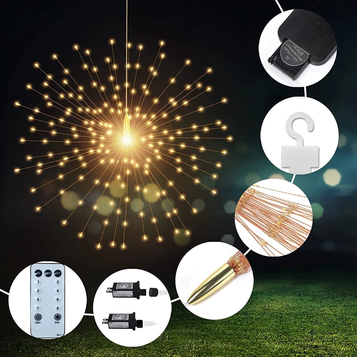 3 Pack 600 LED Plug-in Starburst Lights, Warm White O895
