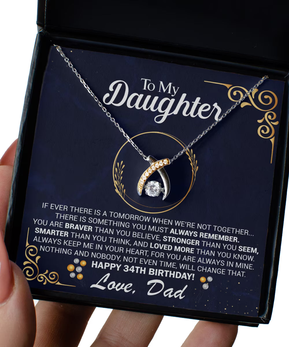 Daughter's 34th Birthday Wishbone Dancing Necklace Gift K5417