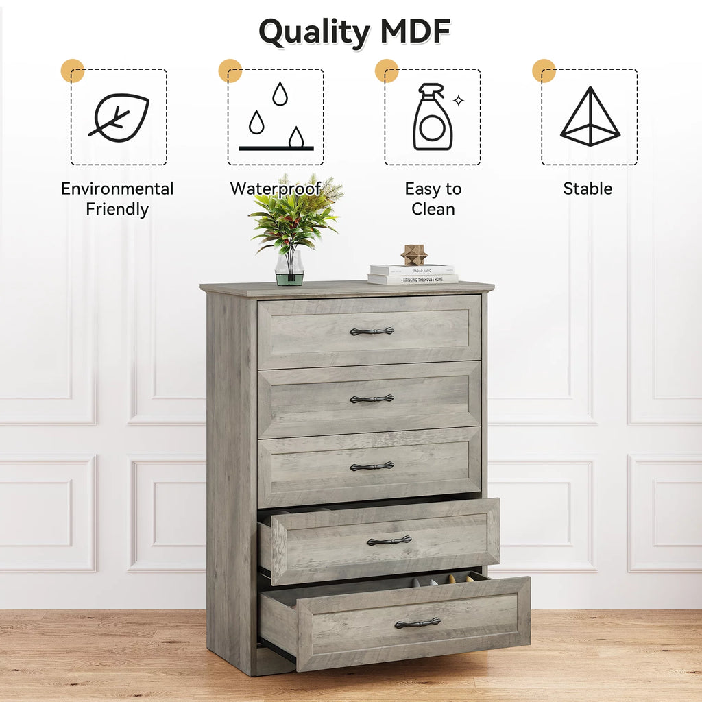 Grey 5 Drawer Dresser R1981