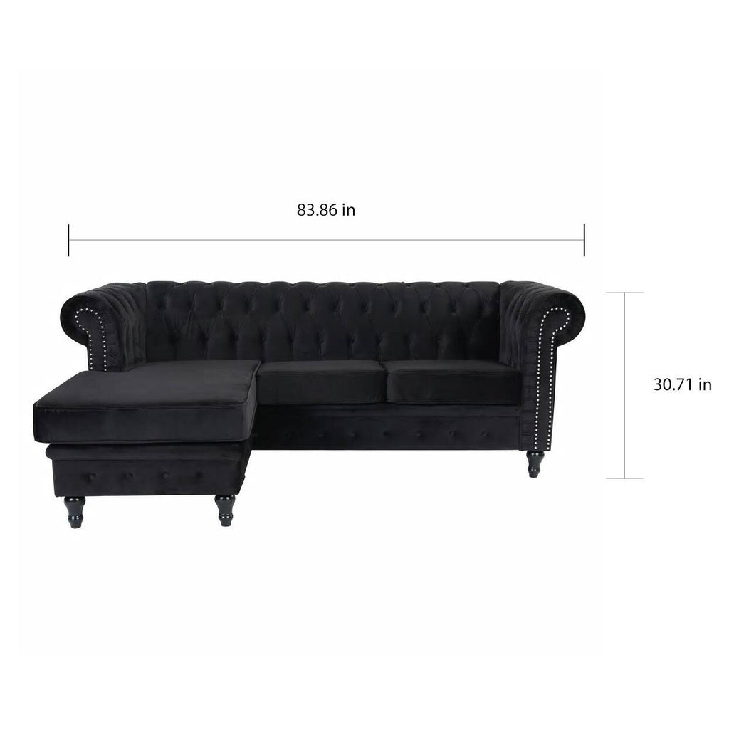 Red Velvet Rolled Arm Sofa with Ottoman B83221