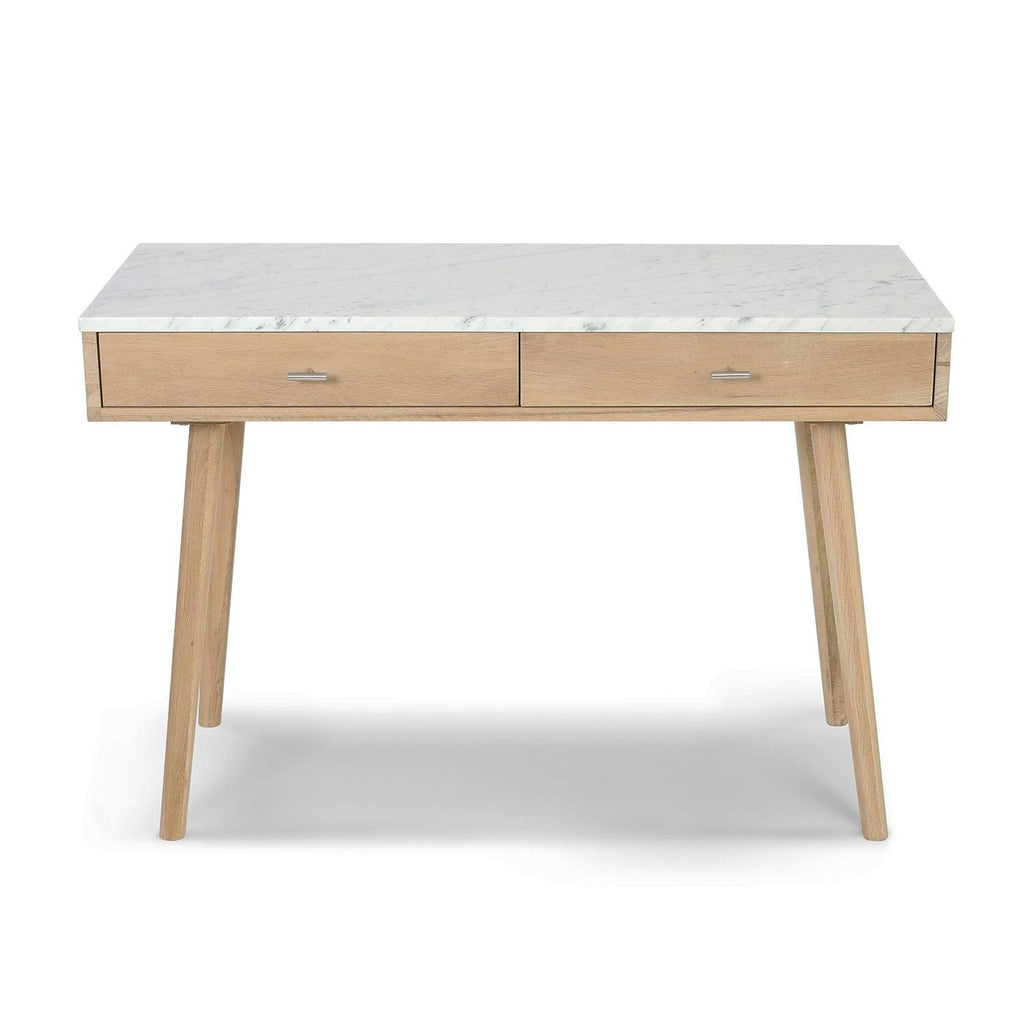 Rectangular Italian Carrara White Marble Writing Desk with Black Legs Z501