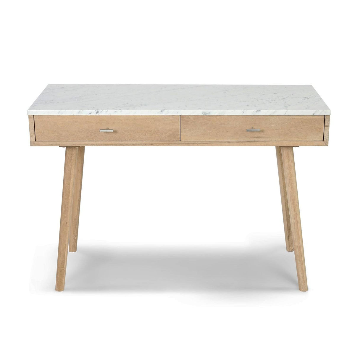Rectangular Italian Carrara White Marble Writing Desk with Black Legs Z501