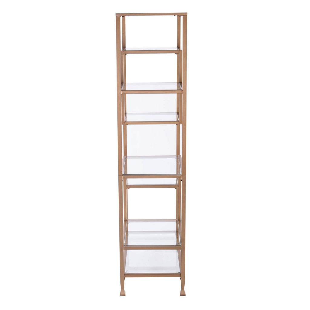 Gold Metal Glass Etagere Bookcase O540163