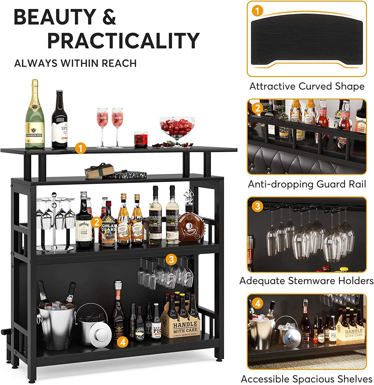 Bar Unit with Storage and Footrest C34134