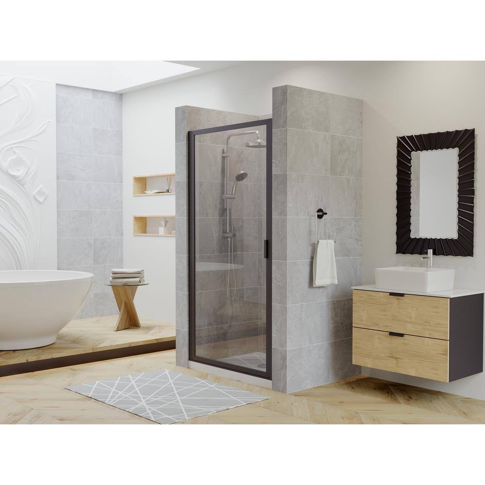 29 inch x 82 inch Framed Continuous Hinge Shower Door, Black Z384