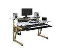 Black Tempered Glass Music Studio Workstation with 2 x 4U Rack F56434