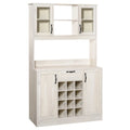 White Kitchen Buffet Hutch Cupboard with 4 Door Cabinets and 12-Bottle Wine Storage M739