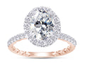 14K Rose Gold Over Sterling Silver Moissanite Solitaire Halo Engagement Ring S224473