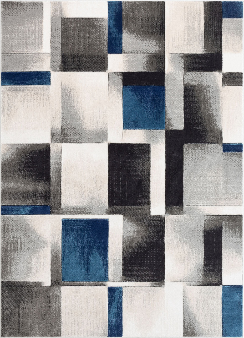 Blue Modern Geometric Area Rug F663