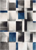 Blue Modern Geometric Area Rug F663