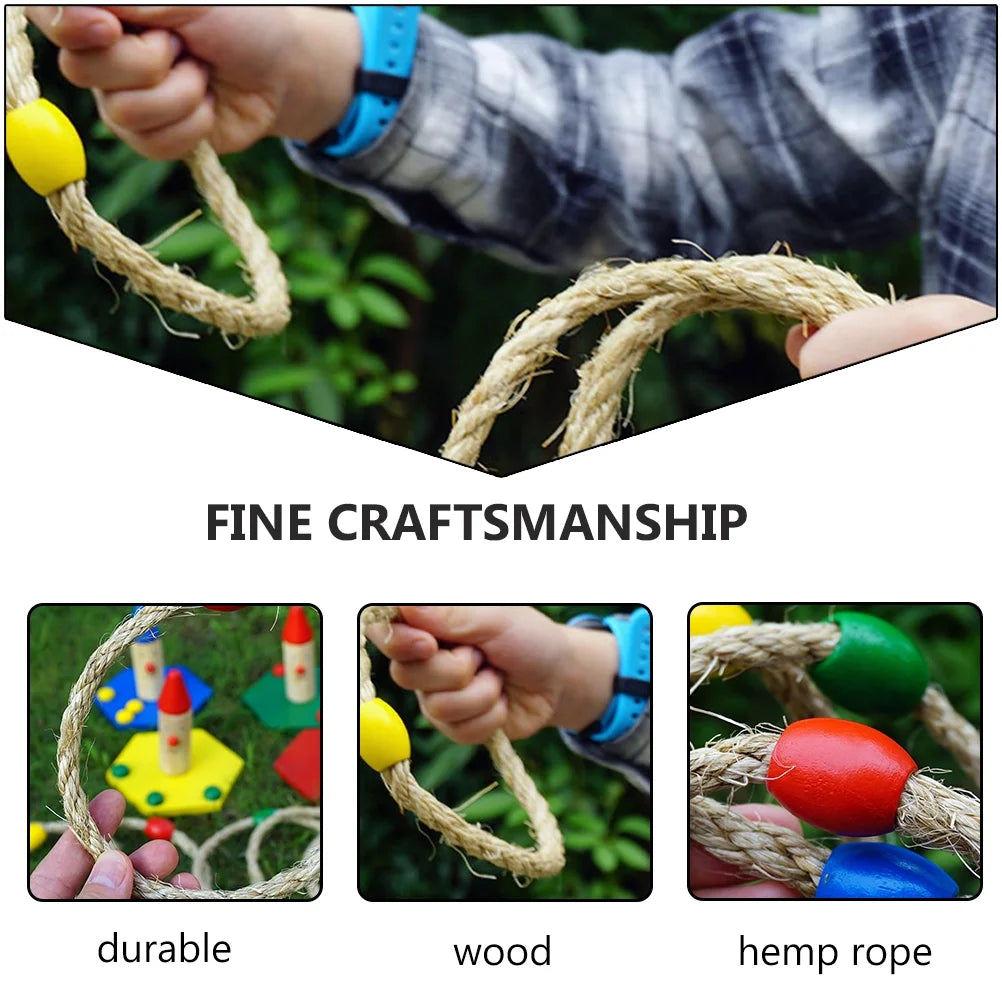 8 PCS Wooden Ring Toss Game Outdoor Toy N1239