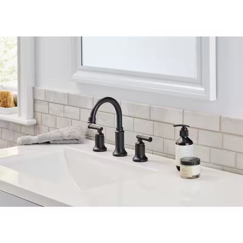 8 in. Widespread Double-Handle High-Arc Bathroom Faucet in Matte Black O995352