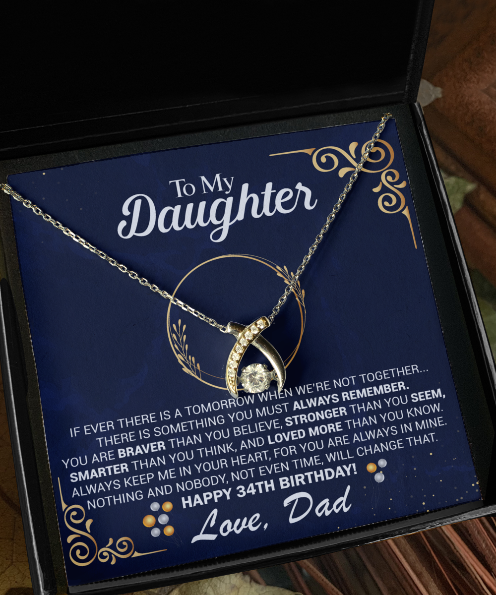 Daughter's 34th Birthday Wishbone Dancing Necklace Gift K5417