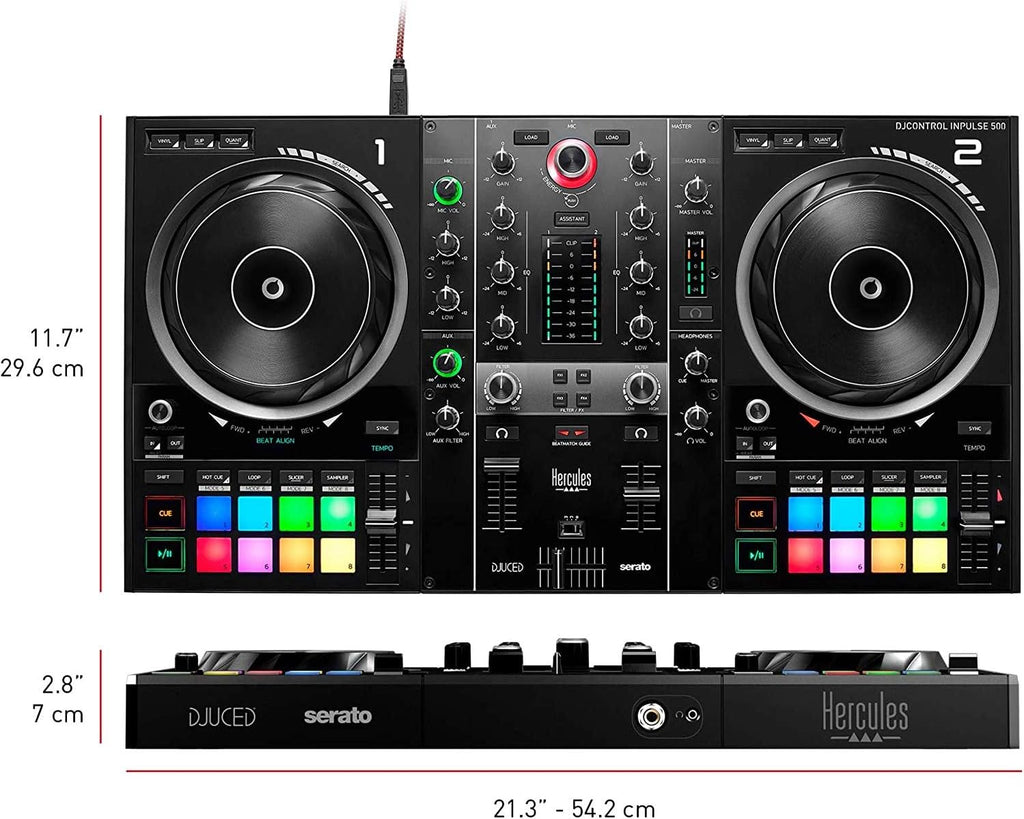 DJ Controller with DJ Headphones and Audio Cable O920338