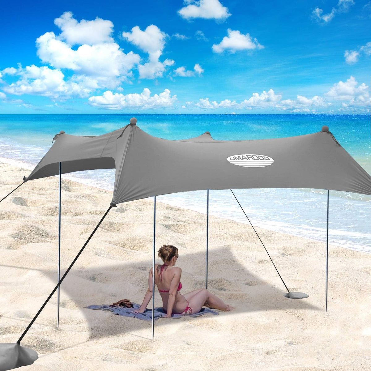 Pop Up Beach Sunshade Tent with Carrying Bag (Blue, 7X7 FT) P232