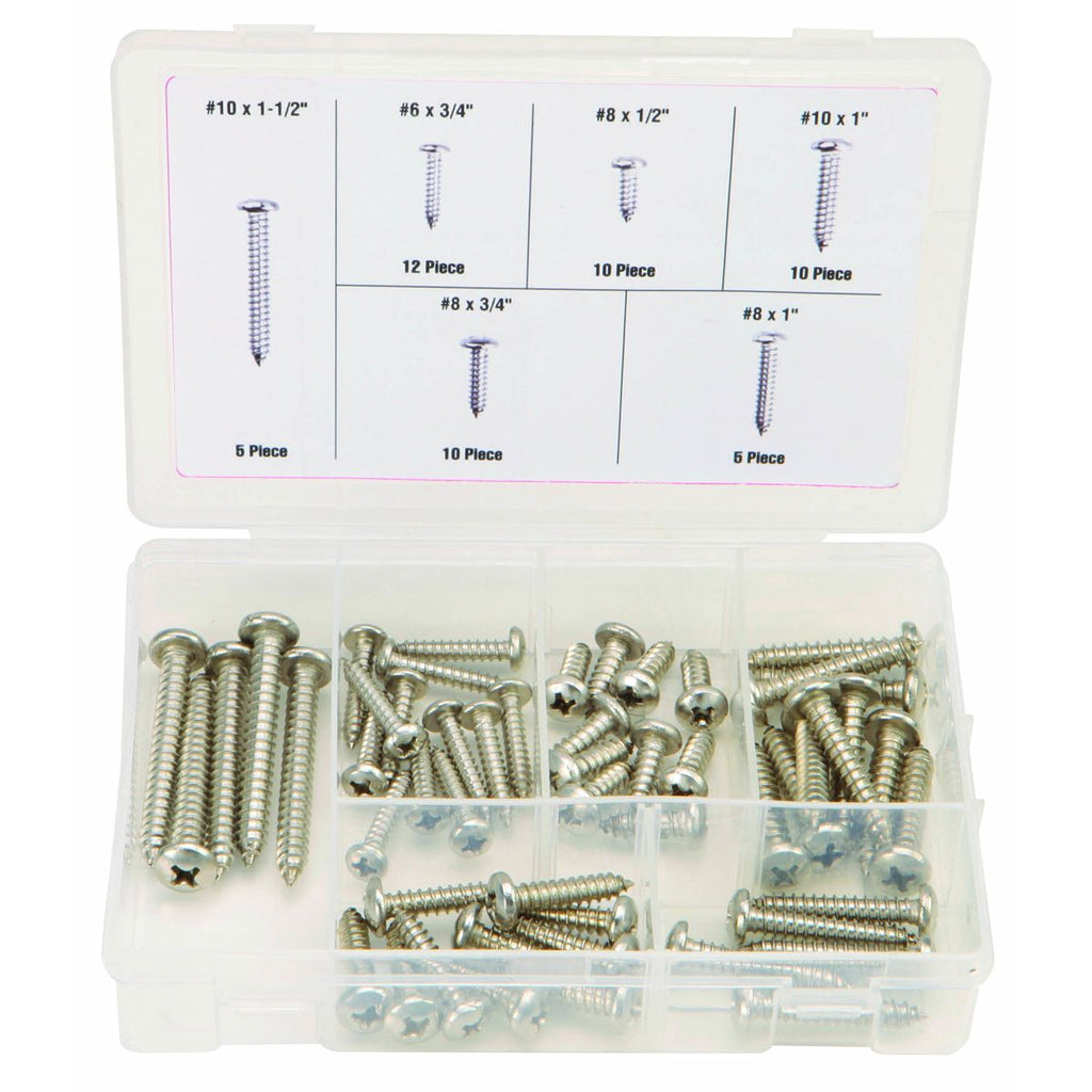 Stainless Steel Sheet Metal Screw Assortment, 52 Piece L4939