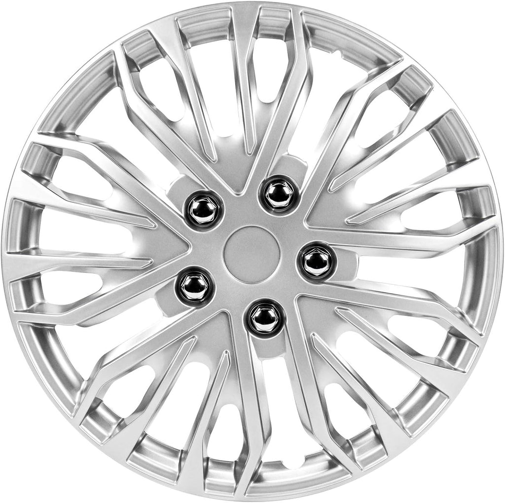 17 Inch Black and Silver Universal Wheel Covers, Set of 4 H32508