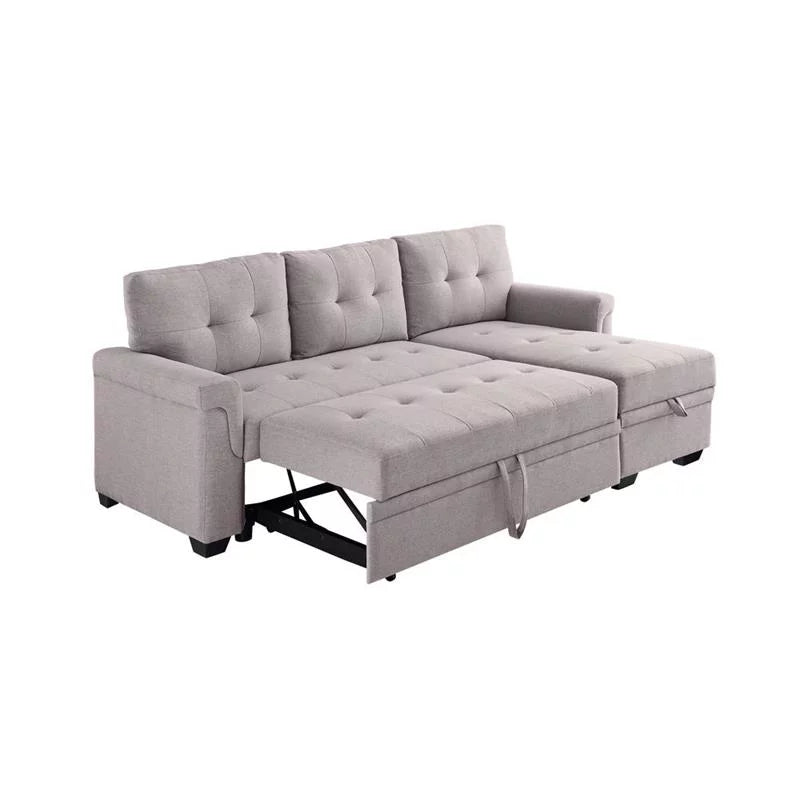 Light Gray Linen Reversible Sleeper Sofa D33867