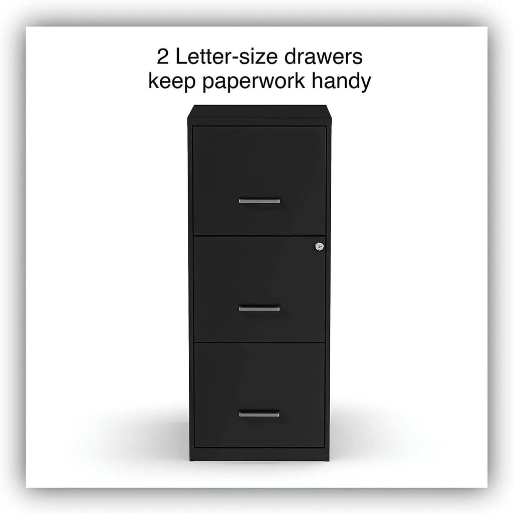 Vertical File Cabinet 3 Drawer Letter Black K784