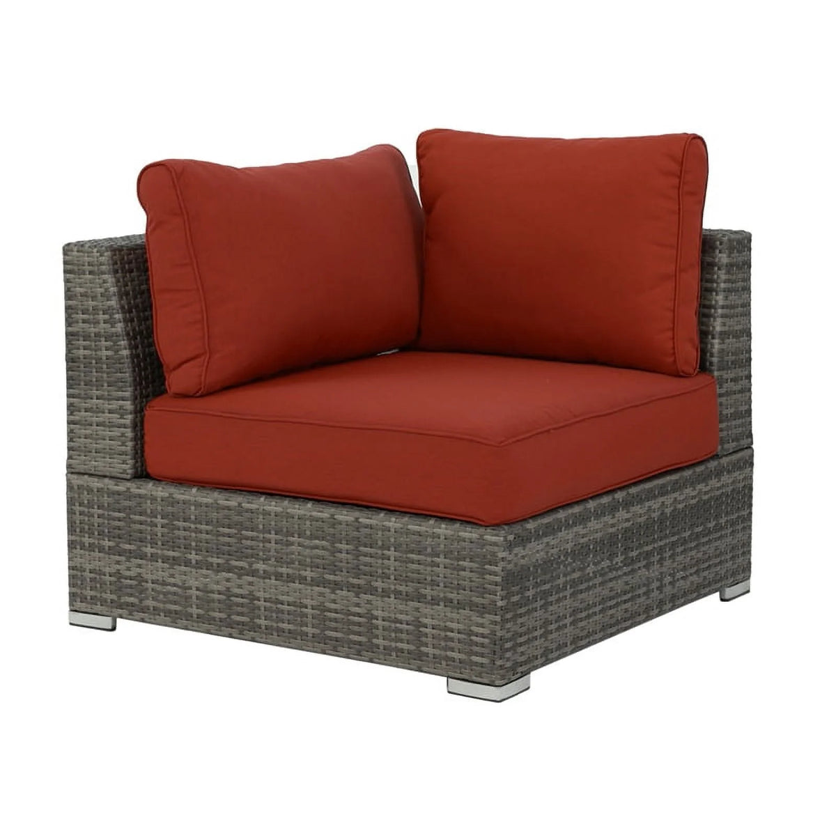 Red Wicker-Fabric Outdoor Sofa Three Piece D657