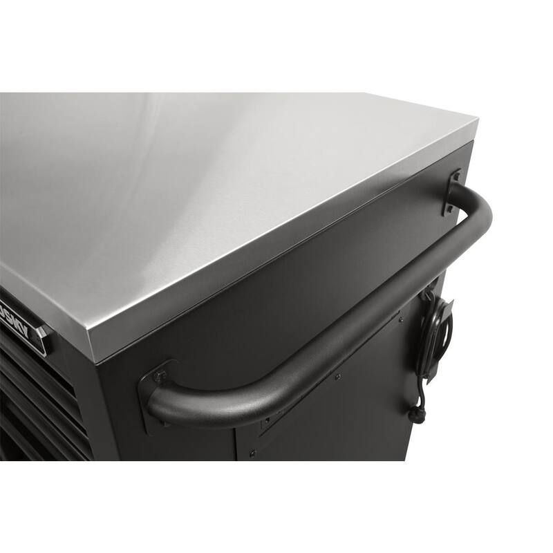 84 in. Heavy Duty Matte Black Mobile Workbench Tool Chest with Stainless Steel Work Top Z434