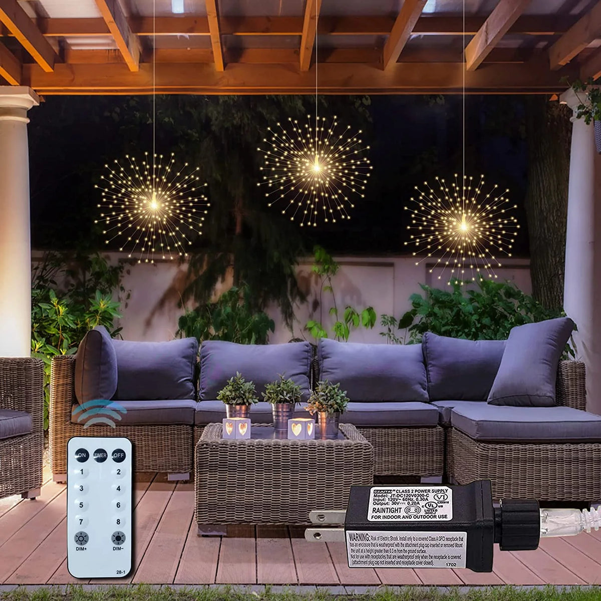3 Pack 600 LED Plug-in Starburst Lights, Warm White O895