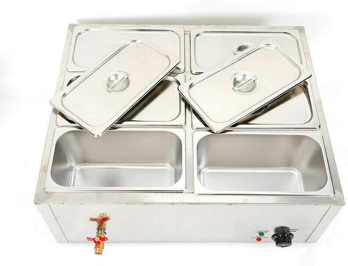 6 Pot Portable Food Warmer Steam Table Top 110V Y8616