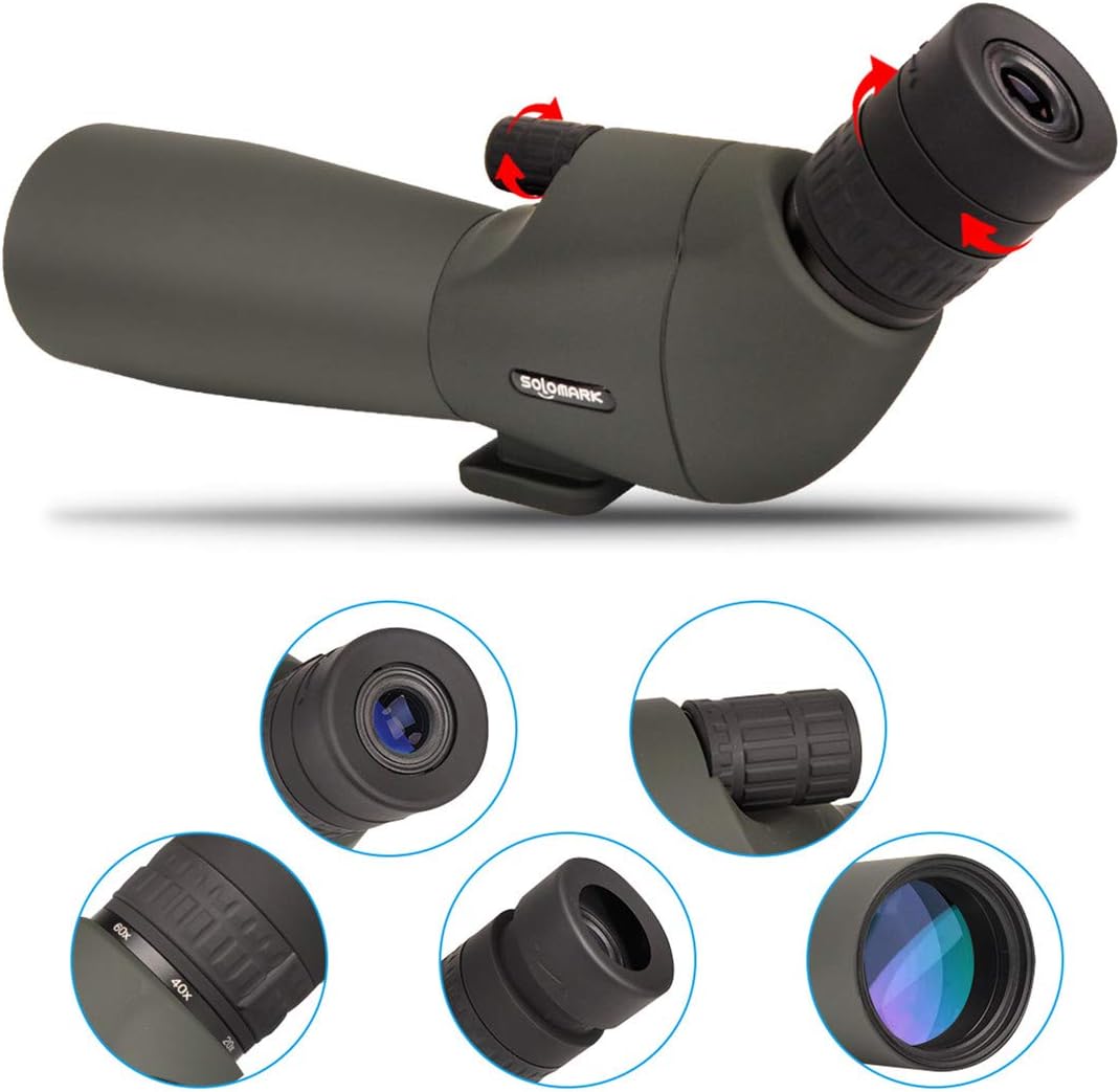 20-60x60 HD Spotting Scope BAK4 45 Degree Angled Eyepiece Telescope with Tripod, Carrying Bag Y634465