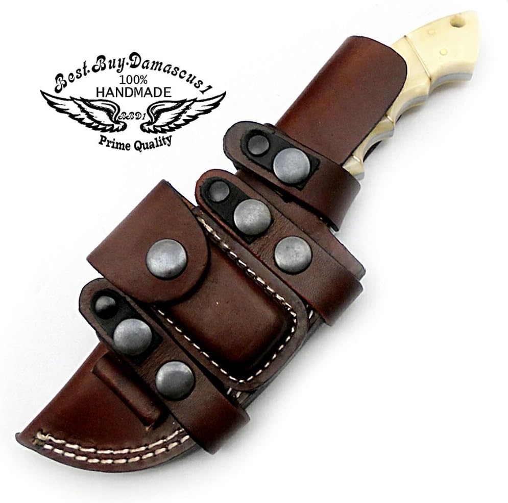 Camel Bone 9.5'' Fixed Blade Damascus Steel Hunting Knife G191