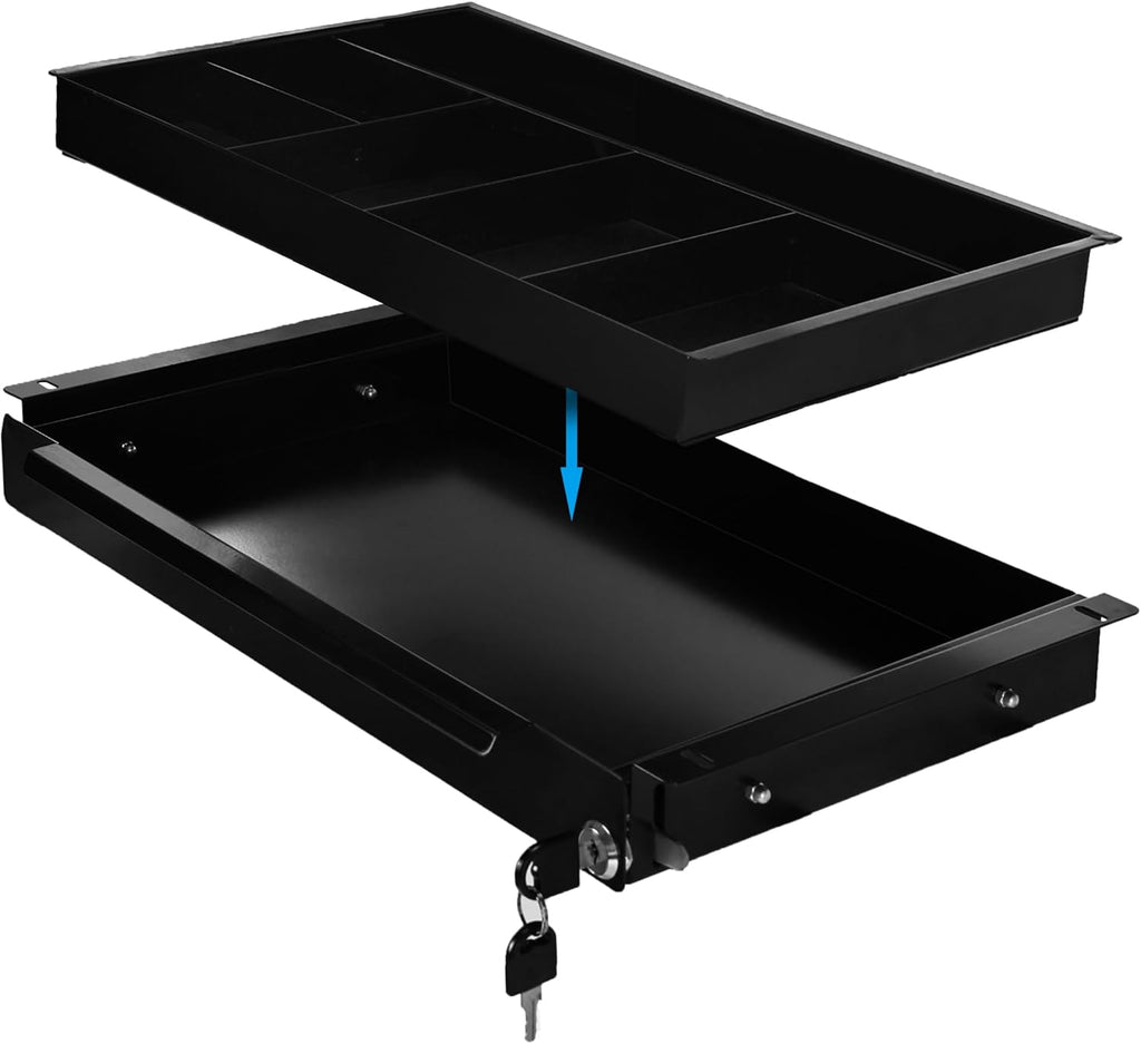 Under Desk Pull-Out Drawer with Lock Metal Pencil Drawer L4603