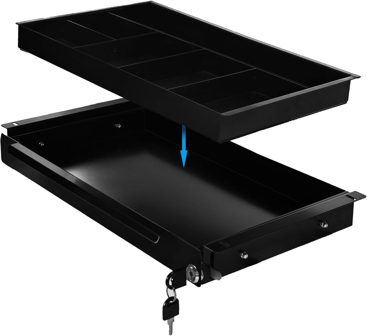 Under Desk Pull-Out Drawer with Lock Metal Pencil Drawer L4603