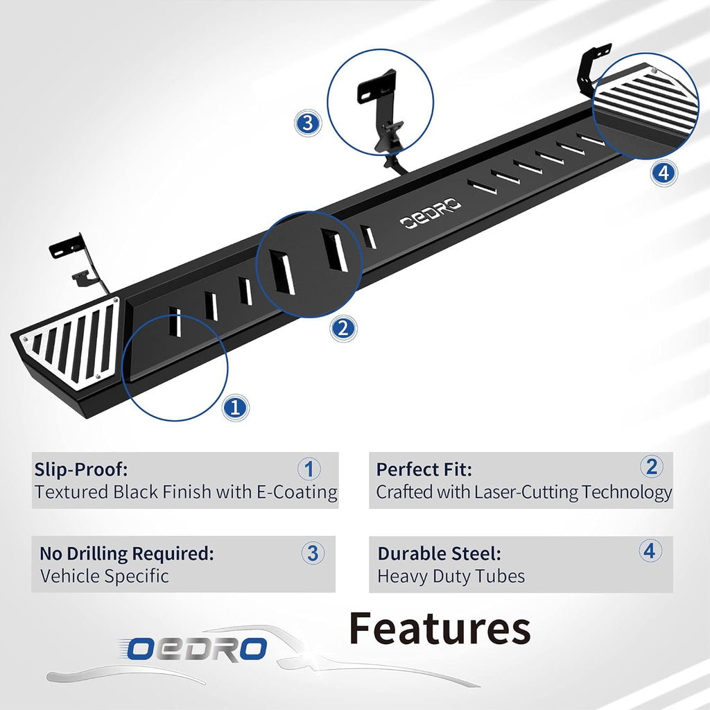 Running Boards Textured Black Steel Side Step Rails X4646