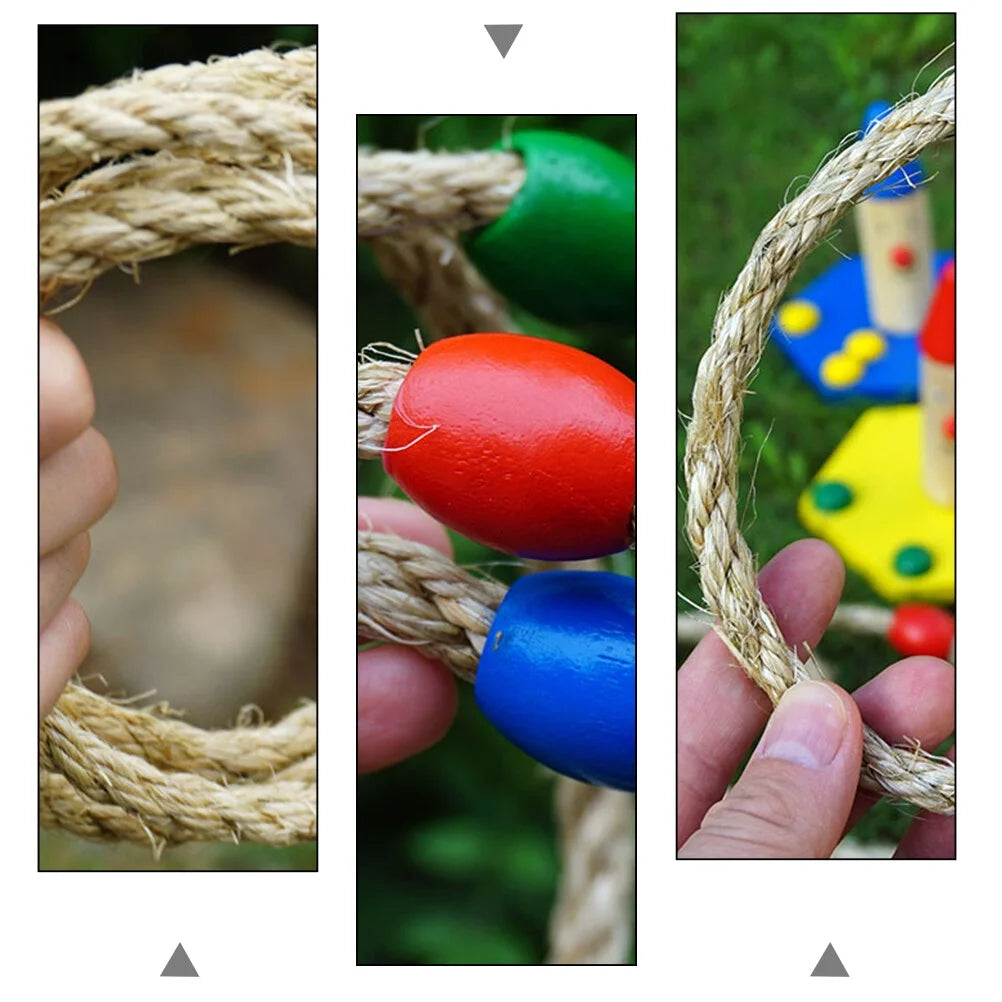 8 PCS Wooden Ring Toss Game Outdoor Toy N1239