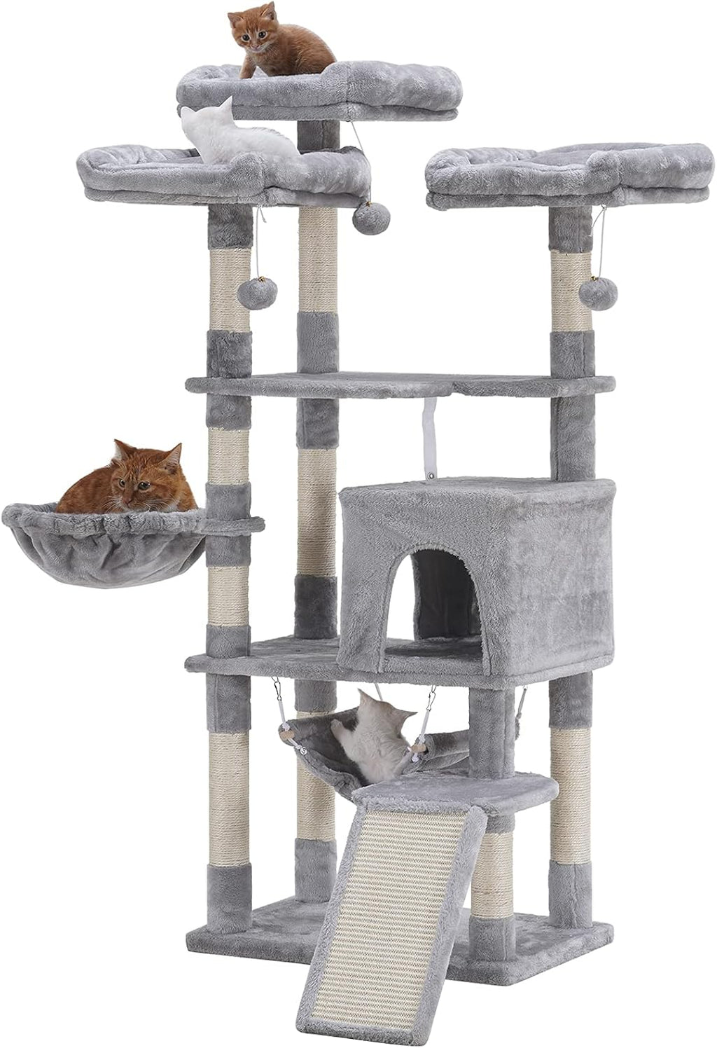 Smoky Gray Cat Tree with Scratching Posts V7647